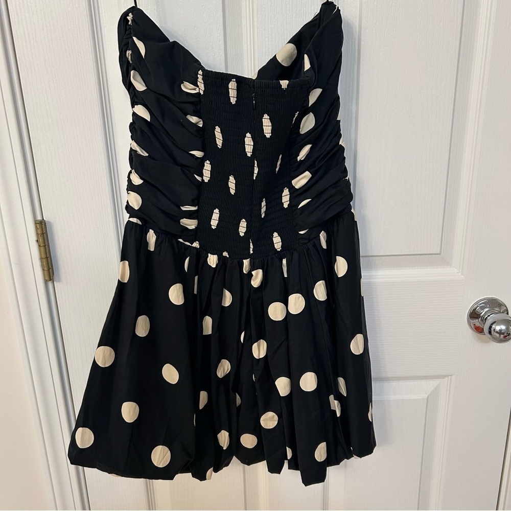 REFORMATION Clea Polka-Dot Mini Dress in Moon Dot-1 Size 10 - Picture 12 of 12